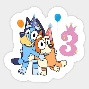 Bluey Happy 3 Years Birthday Sticker